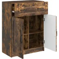 vidaXL Dressoir met lade Gerookt eiken 66 x 34,5 x 87 cm Bewerkt hout