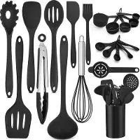 OEM Keukenset, 21-delig, siliconen, hittebestendig, zwart