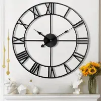 OEM Moderne wandklok, 47 cm, Romeinse cijfers, stijlvol design, zonder tikgeluid