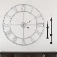 OEM Grote, ronde metalen wandklok, vintage stijl, op batterijen, diameter 60 cm, zwart, met Romeinse cijfers, geschikt voor woonkamer, slaapkamer en keuken