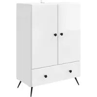 vidaXL Dressoir met lade Hoogglans Wit 66 x 34,5 x 95 cm Bewerkt hout