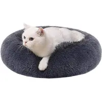 OEM Hondenbed, kattenbed, donutkussen, wasbaar, diameter 50 cm, donkergrijs