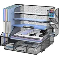 OEM Bureauorganizer, 5-laags, zwart, met pennenhouder en lade