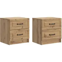 vidaXL Nachtkastje 2 st Artisanaal eiken 43 x 34,5 x 44,5 cm
