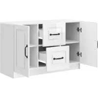 vidaXL Dressoir Hoogglans Wit 89 x 34,5 x 57 cm Bewerkt hout