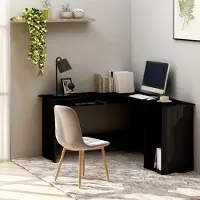 Prolenta Maison Exclusive - Hoekbureau in L-vorm, hoogglanz zwart, 120x140x75 cm