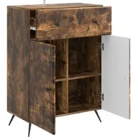 vidaXL Dressoir met lade Gerookt eiken 66 x 34,5 x 90 cm Bewerkt hout