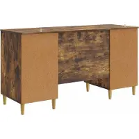 vidaXL Bureau met plank Gerookt eiken 142,5 x 50 x 75 cm Bewerkt hout