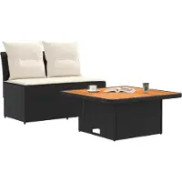 vidaXL 2 Stuk Tuin middelste sofa met opklaptafel poly rattan
