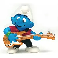 Schleich Smurf met basgitaar - gitaar -speelfiguurtje - muziekinstrument - 5 cm - 20450