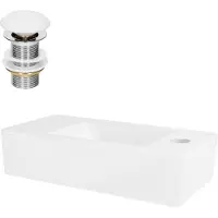 LuxeBath Wastafel incl. afvoer zonder overloop 40x18,5x10 cm wit keramiek ML design
