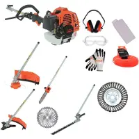 Kibani 6-in-1 Multitool - 52 cc / 1.9 PK 2-takt Benzine Motor - Heggenschaar, Kettingzaag, Grastrimmer, Maaidraad 100M, Onkruidborstel, Zaagblad, Maaidraad 100 m & Bosmaaier