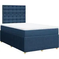 vidaXL Boxspring met matras stof blauw 140x200 cm