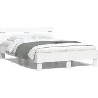 vidaXL Bedframe met hoofdbord bewerkt hout wit 140x200 cm