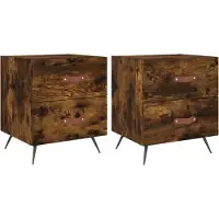 vidaXL Nachtkastjes 2 st 40x35x47,5 cm bewerkt hout gerookt eikenkleur