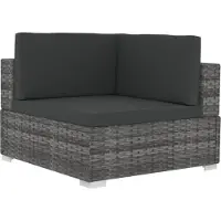 vidaXL Hoekbanken 2 st met kussens poly rattan grijs
