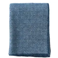 Klippan Yllefabrik Diamonds Plaid 130x180 Cm - Plaids & dekens Lamswol Sea Blue - 219104