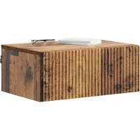 vidaXL Muurbevestigde Nachttafel met lade Oud hout 49 x 34,5 x 20 cm
