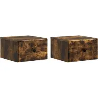 vidaXL Muurbevestigde Nachttafel 2 pcs Gerookt eiken 34,5 x 33 x 20 cm