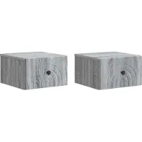 vidaXL Muurbevestigde Nachttafel 2 st Grijs sonoma 33 x 34,5 x 20 cm
