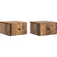 vidaXL Muurbevestigde Nachttafel 2 pcs Oud hout 33 x 34,5 x 20 cm