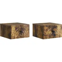 vidaXL Muurbevestigde Nachttafel 2 st Gerookt eiken 33 x 34,5 x 20 cm