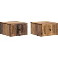 vidaXL Muurbevestigde Nachttafel 2 st Oud hout 33 x 34,5 x 20 cm