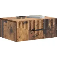 vidaXL Muurbevestigde Nachttafel met lade Oud hout 49 x 34,5 x 20 cm