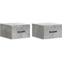 vidaXL Muurbevestigde Nachttafel 2 pcs Betongrijs 34,5 x 33 x 20 cm