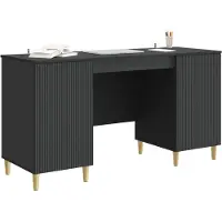 vidaXL Bureau met plank Zwart 142,5 x 50 x 75 cm Bewerkt hout