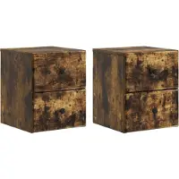 vidaXL Muurbevestigde Nachttafel 2 pcs Gerookt eiken 34,5 x 33 x 40 cm