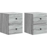 vidaXL Muurbevestigde Nachttafel 2 pcs Grijs sonoma 34,5 x 33 x 40 cm