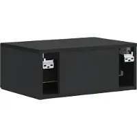 vidaXL Muurbevestigde Nachttafel Zwart 49 x 34,5 x 20 cm Bewerkt hout