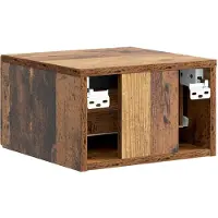 vidaXL Muurbevestigde Nachttafel met lade Oud hout 33 x 34,5 x 20 cm