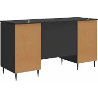 vidaXL Bureau met plank, zwart, 142,5 x 50 x 75 cm, houtvezel
