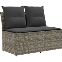 vidaXL Tuin middelste sofa met opklaptafel 2 st 2-zits poly rattan
