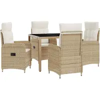 vidaXL Buiten Eettafel Set 5 st Beige en Crème Wit poly rattan