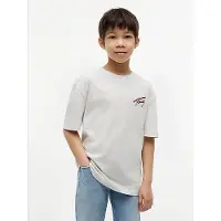 Tommy Hilfiger t-shirt met backprint - lichtgrijs Jongens Katoen Ronde hals - maat 176