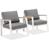 Garden Point Zakintos aluminium fauteuil wit - 2 stuks