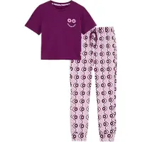 We fashion pyjama paars/lila Meisjes Stretchkatoen Ronde hals All over print - maat 134/140