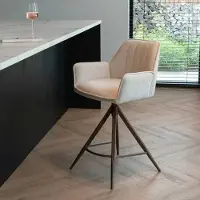 Giga Meubel Barstoel Noa Beige/Walnoot