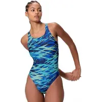 Speedo Hyperboom Print Medalist Swimsuit Blauw UK 32 Vrouw