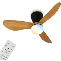 Briloner Lufito - Plafondventilator met verlichting - LED plafondlamp met ventilator - zomer- en wintermodus - ventilatorlamp dimbaar - CCT - Ø78cm - zwart/hout
