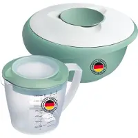 Westmark mengkom (2,5 l) en mengbeker "Helena" (1,4 l) – Mengkom met spatbeschermingsrand en rubberen ring – Beker met schenktuit en maatverdeling – Mintgroen/wit