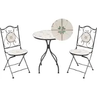 Beliani CARONA - Bistroset - Zwart - Metaal/Keramiek