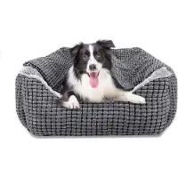 OEM Hondenbed met afneembaar kussen en hoge rand, middelgroot, 76x61x23 cm, wasbaar