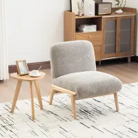 OKWISH Fauteuil – Armloos Design – Chenille – Modern – Grijs – Comfortabel Voor Woonkamer, Slaapkamer Of Balkon