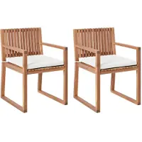 Beliani SASSARI PREMIUM - Tuinstoel set van 2 - Gebroken wit - Acaciahout