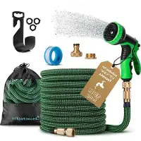 OEM Tuinslang 15 meter - Flexibele waterslang - Scheurbestendige, flexibele slang - 1/2 inch en 3/4 inch messing kogelkoppeling - 3-laags latex balkon slang