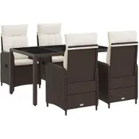 vidaXL Buiten Eettafel Set 5 pcs Bruin en Crème Wit 150 x 90 x 75 cm